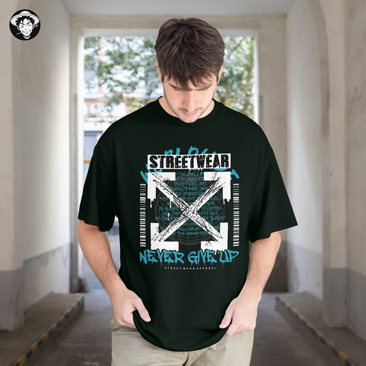 "Never Give Up" Men's Oversized Tee