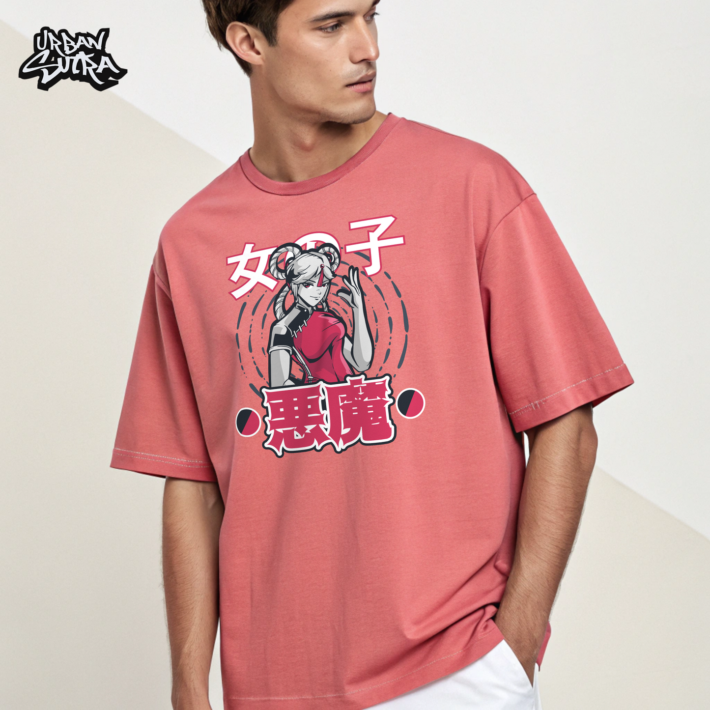 "Red Kunoichi" Men's Oversized Tee
