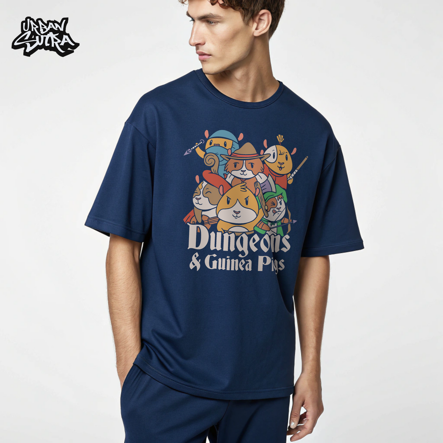 "Dungeons & Guinea Pigs" Men's Oversized Tee