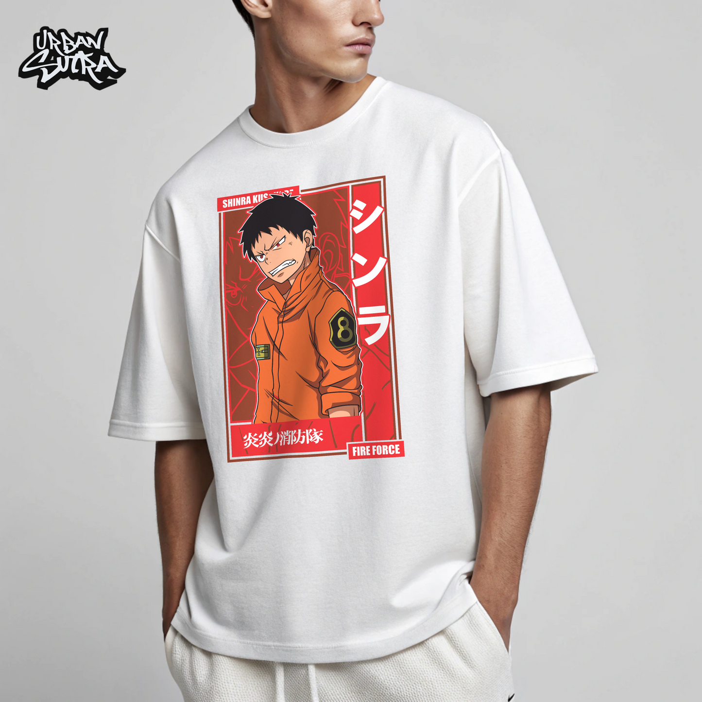 "Fire Force Shinra" Men's Oversized Tee