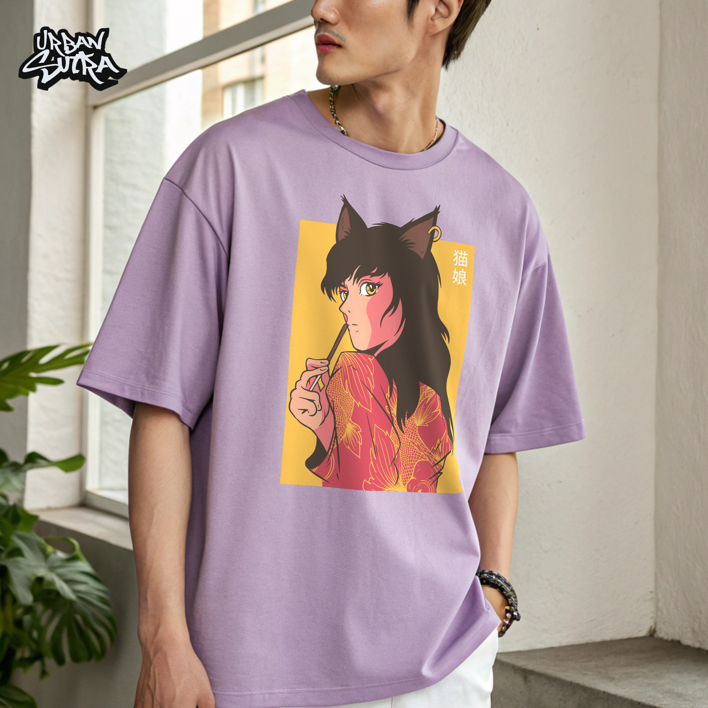 "Catgirl Pokki" Men's Oversized Tee