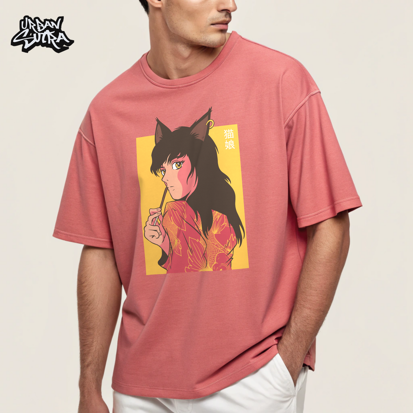 "Catgirl Pokki" Men's Oversized Tee