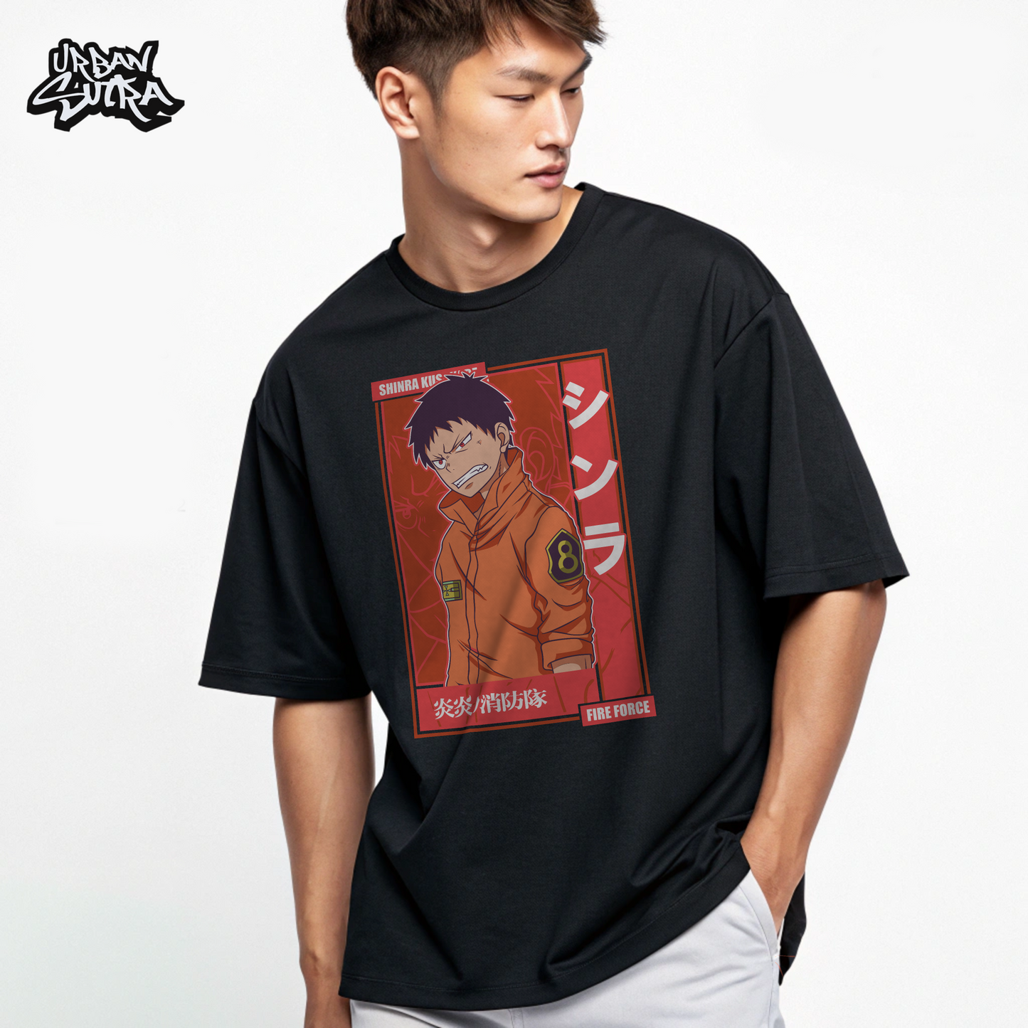 "Fire Force Shinra" Men's Oversized Tee