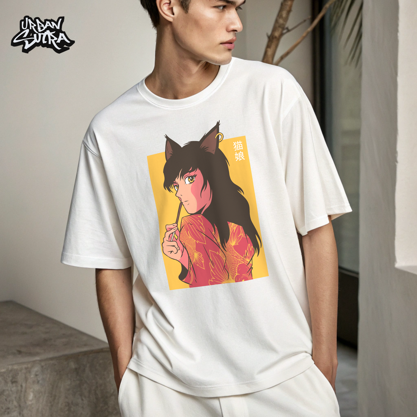 "Catgirl Pokki" Men's Oversized Tee