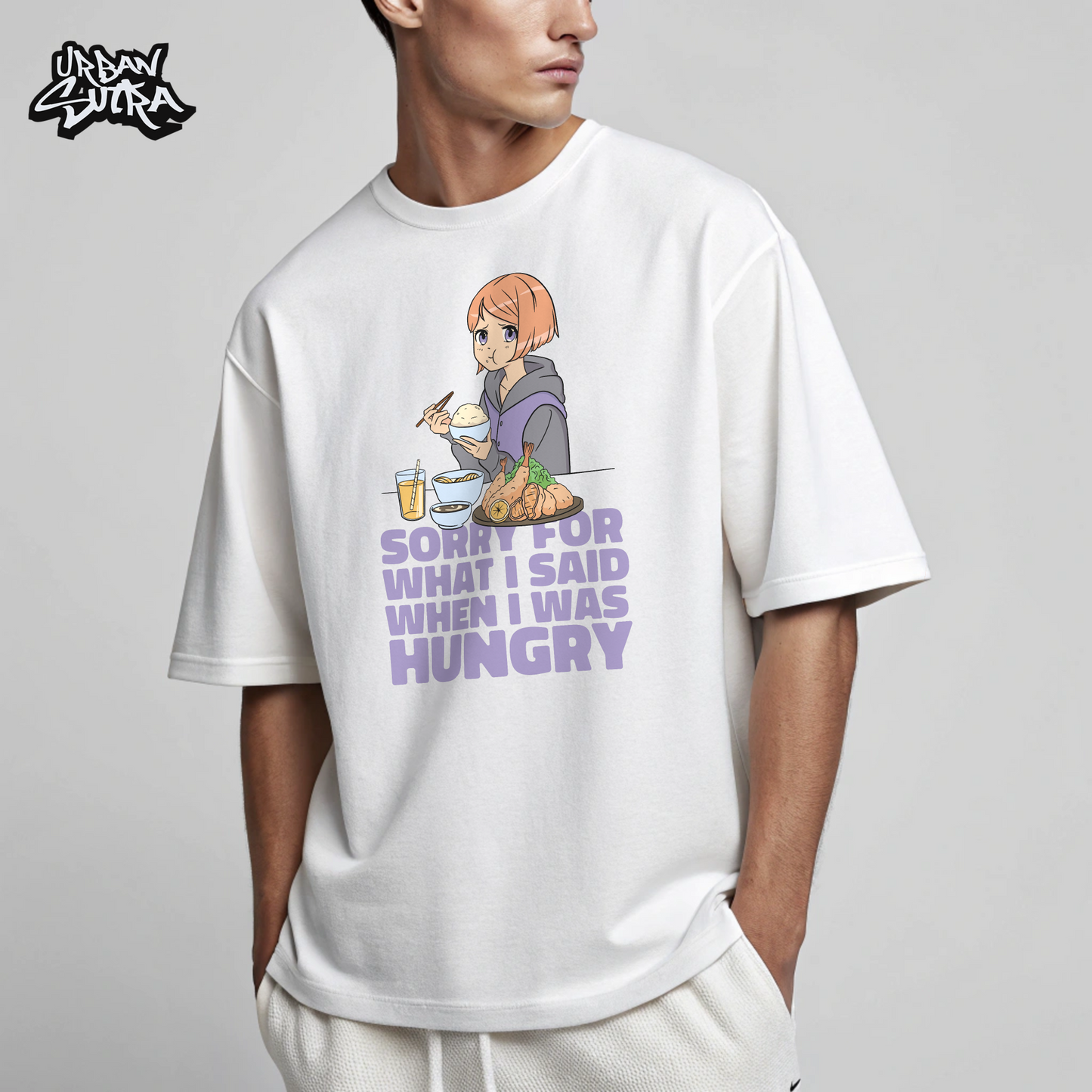 "Hungry Talk" Men's Oversized Tee