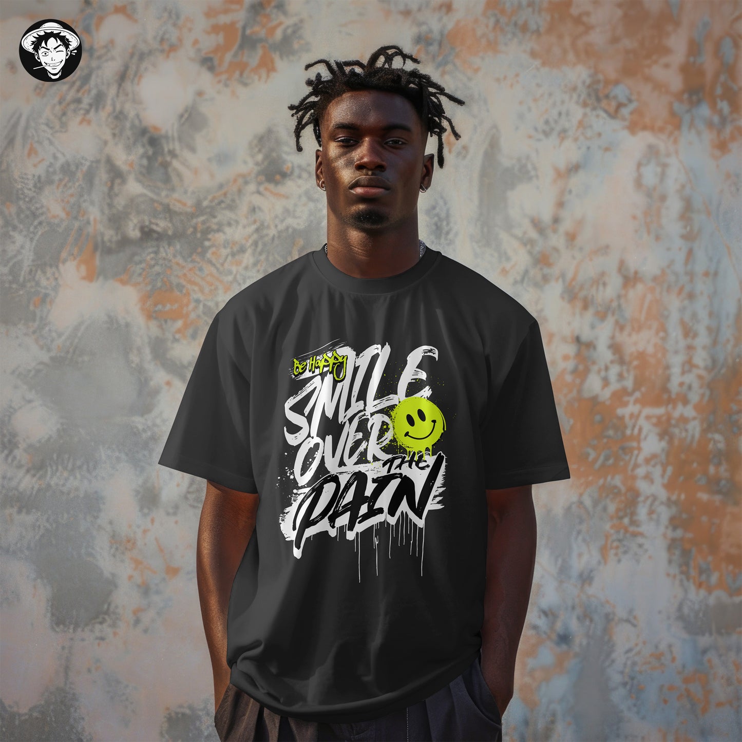 "Be Happy" Men's Oversized Tee
