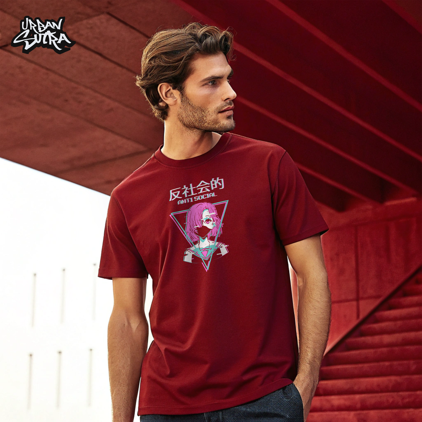 "Anit-Social Glitch" Men's Regular Fit Tee