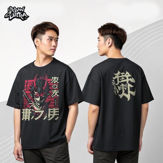 "Japanese Anime Demon" Men's Oversized Tee