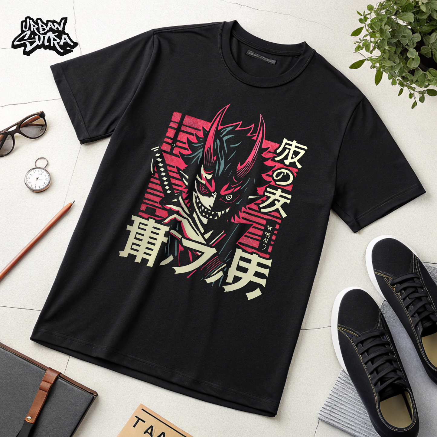 "Japanese Anime Demon" Men's Oversized Tee