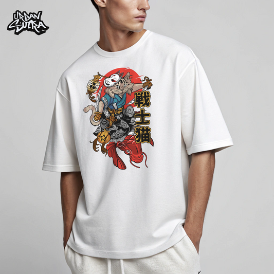 "Cat Fish Mural" Men's Oversized Tee