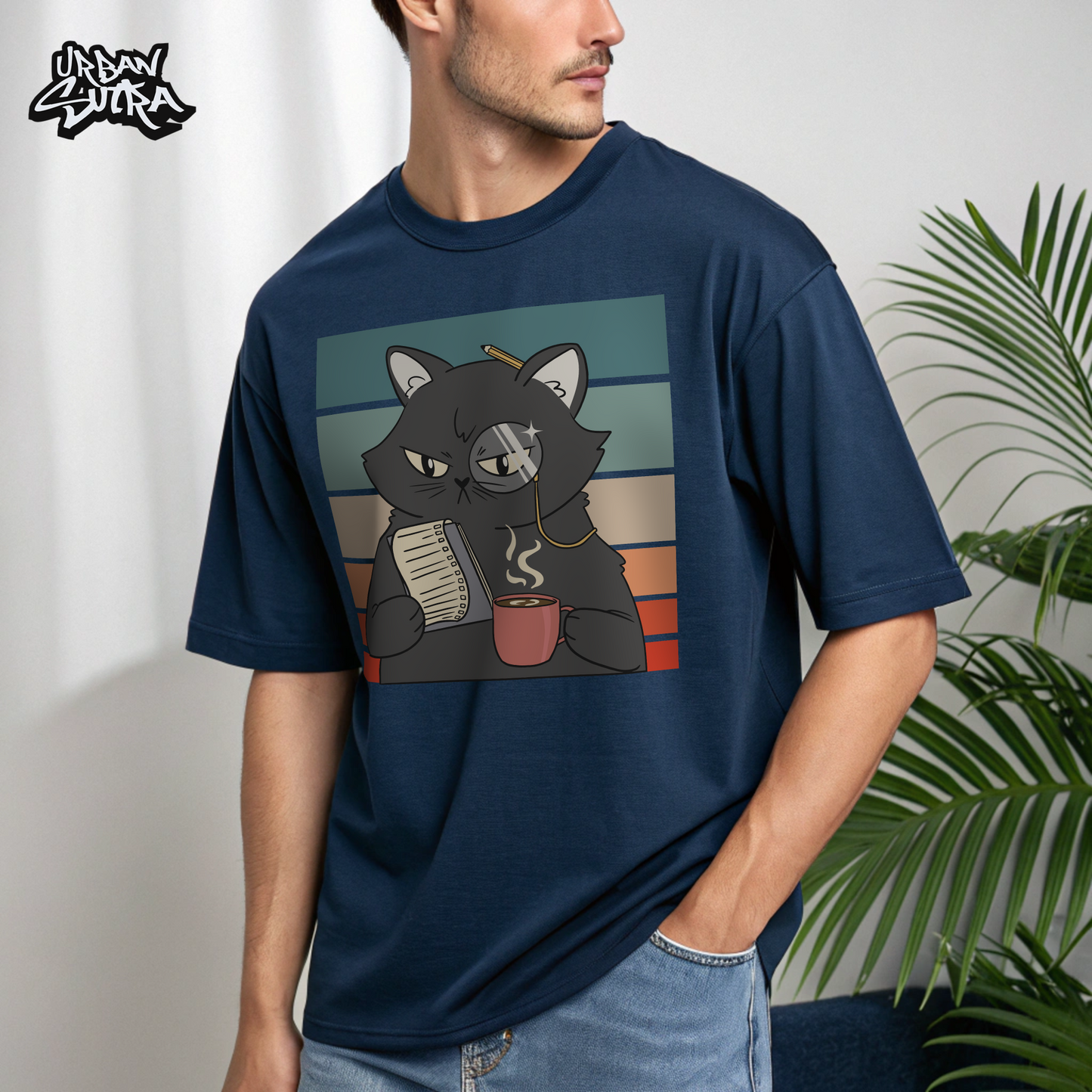 "Elegant Neko" Men's Oversized Tee
