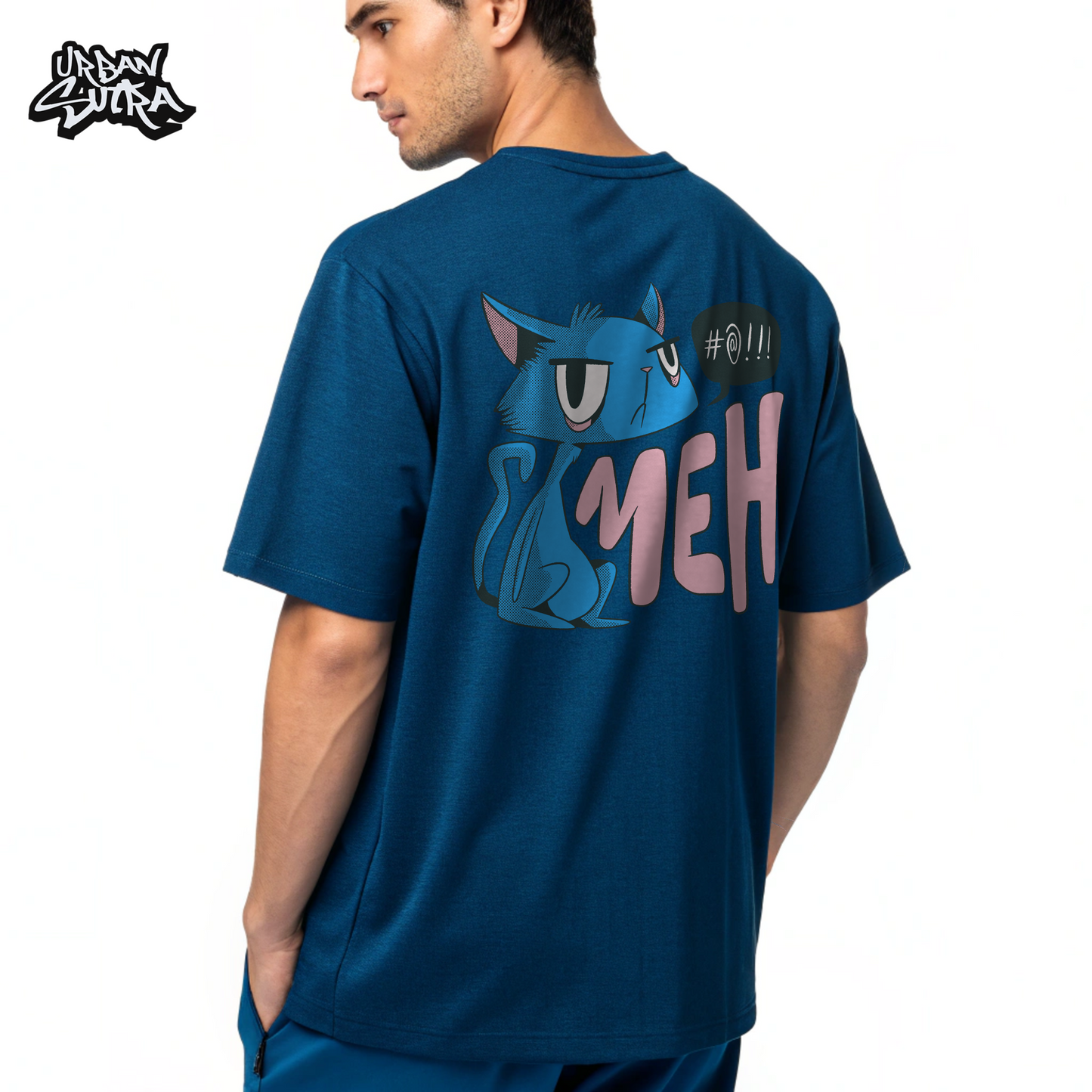 "Meh! Cat" Men's Oversized Tee
