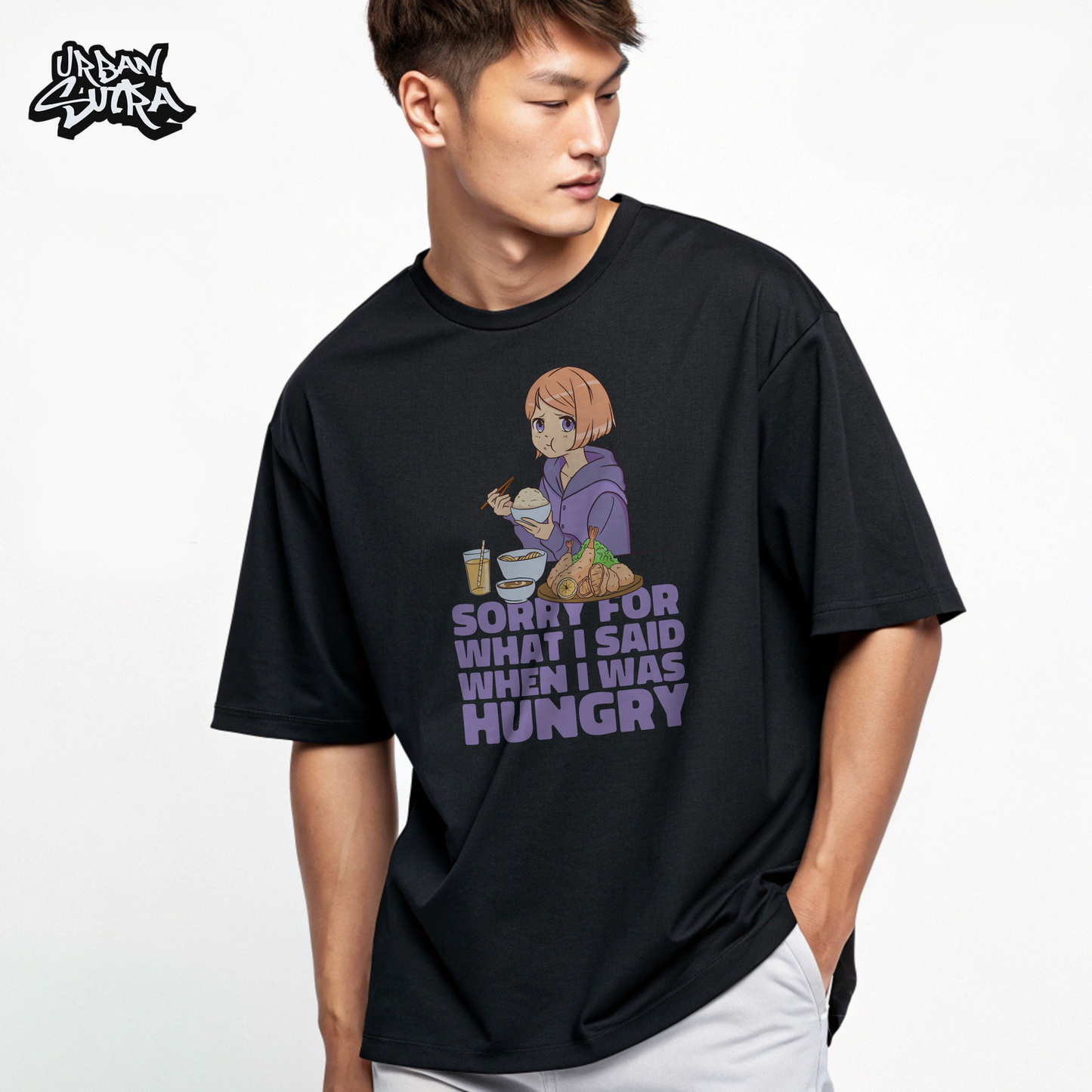 "Hungry Talk" Men's Oversized Tee