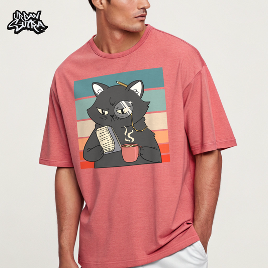"Elegant Neko" Men's Oversized Tee