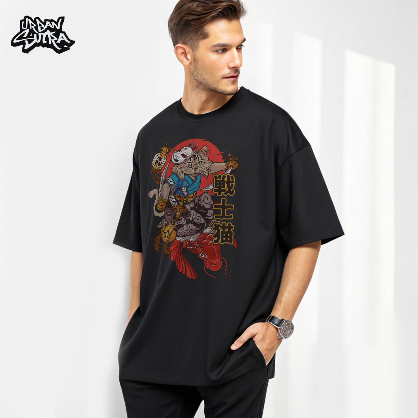 "Cat Fish Mural" Men's Oversized Tee