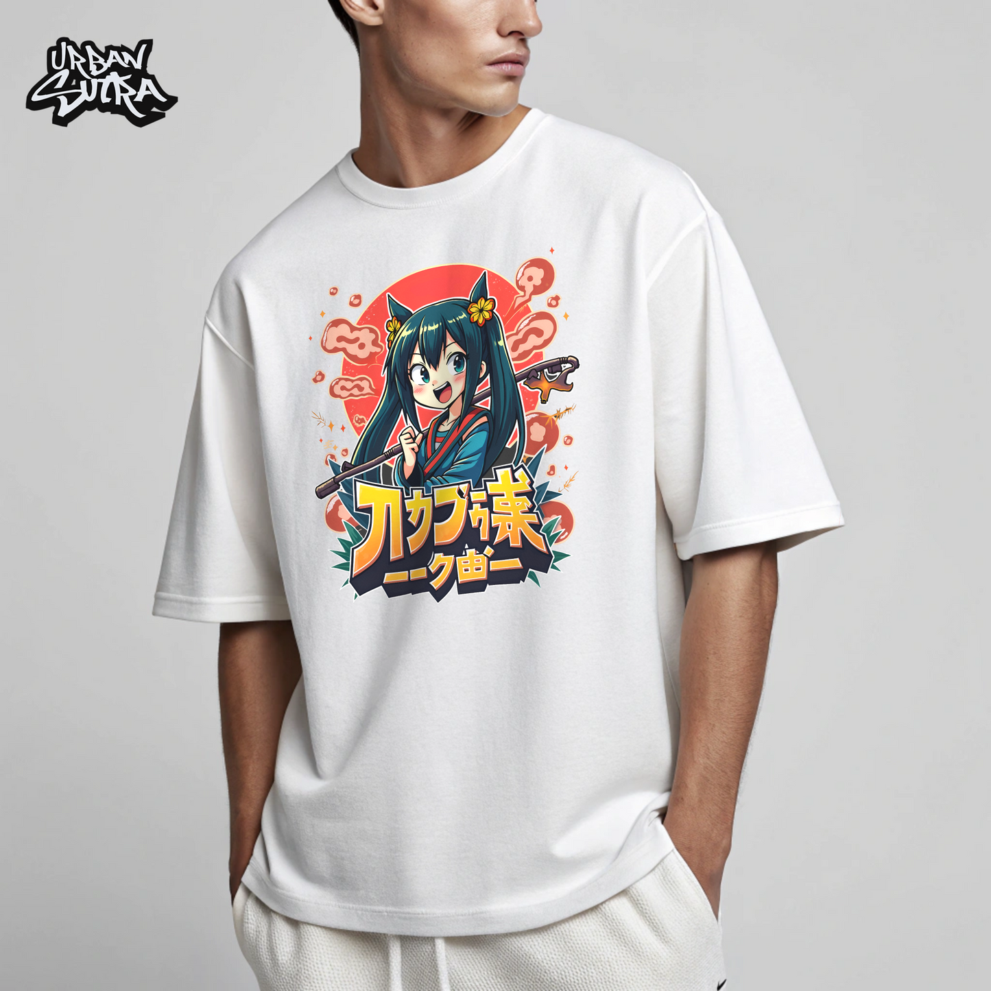 "Neko Gal" Men's Oversized Tee