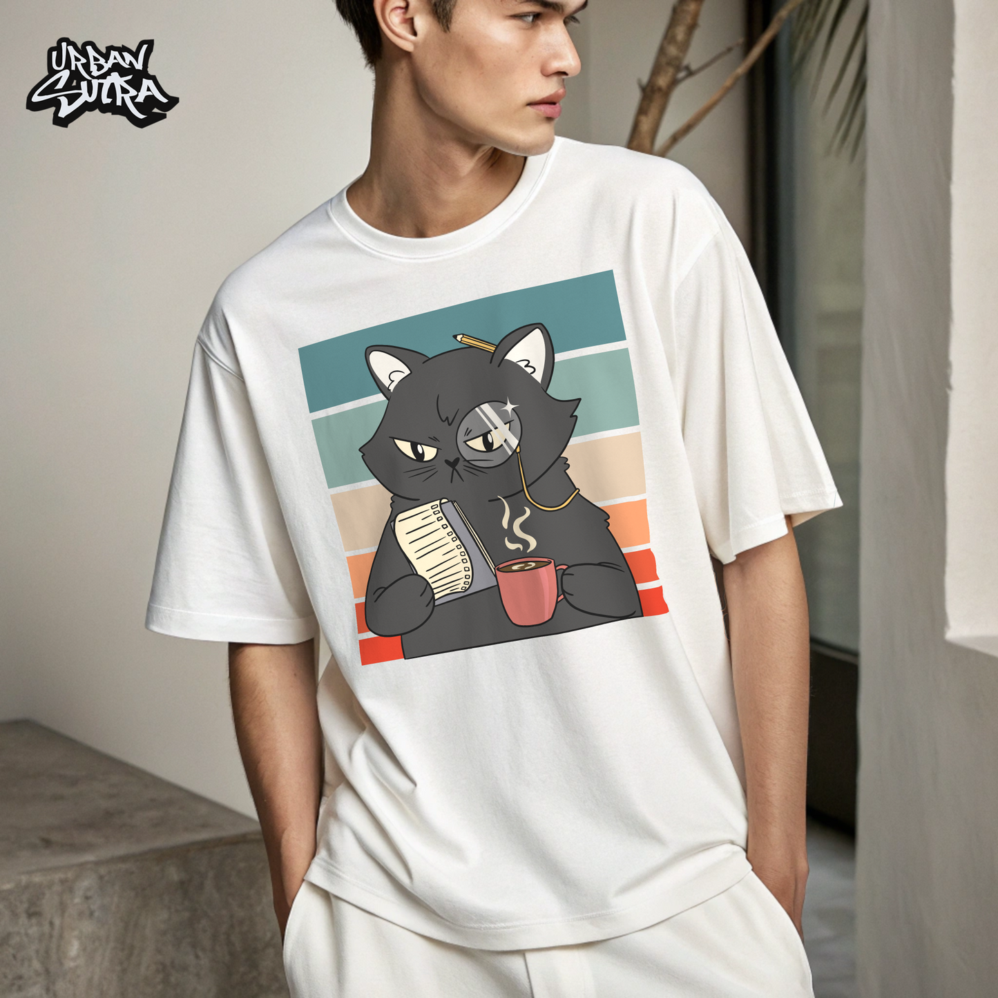 "Elegant Neko" Men's Oversized Tee