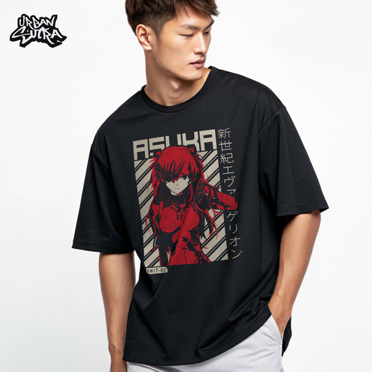 "Evangelion Asuka" Men's Oversized Tee