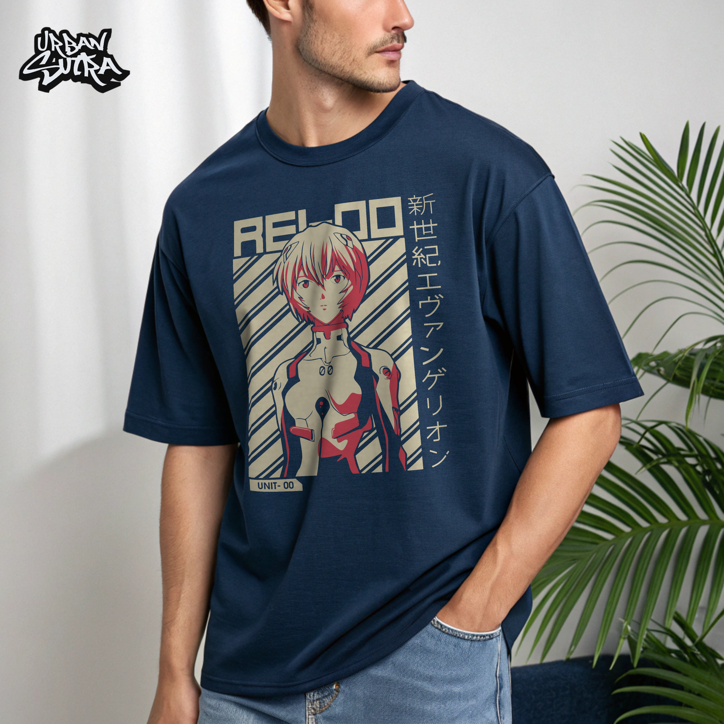 "Evangelion Rei 00" Men's Oversized Tee