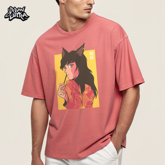 "Catgirl Pokki" Men's Oversized Tee