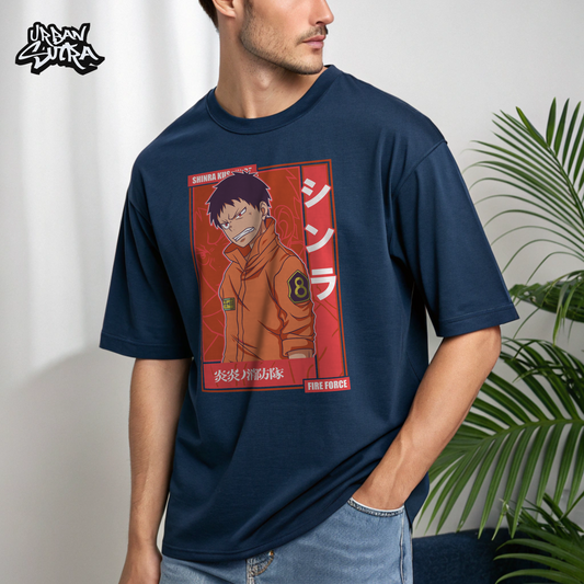 "Fire Force Shinra" Men's Oversized Tee