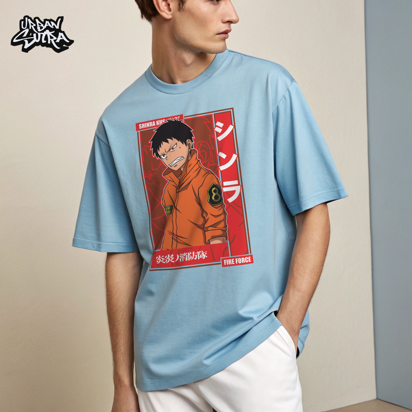 "Fire Force Shinra" Men's Oversized Tee