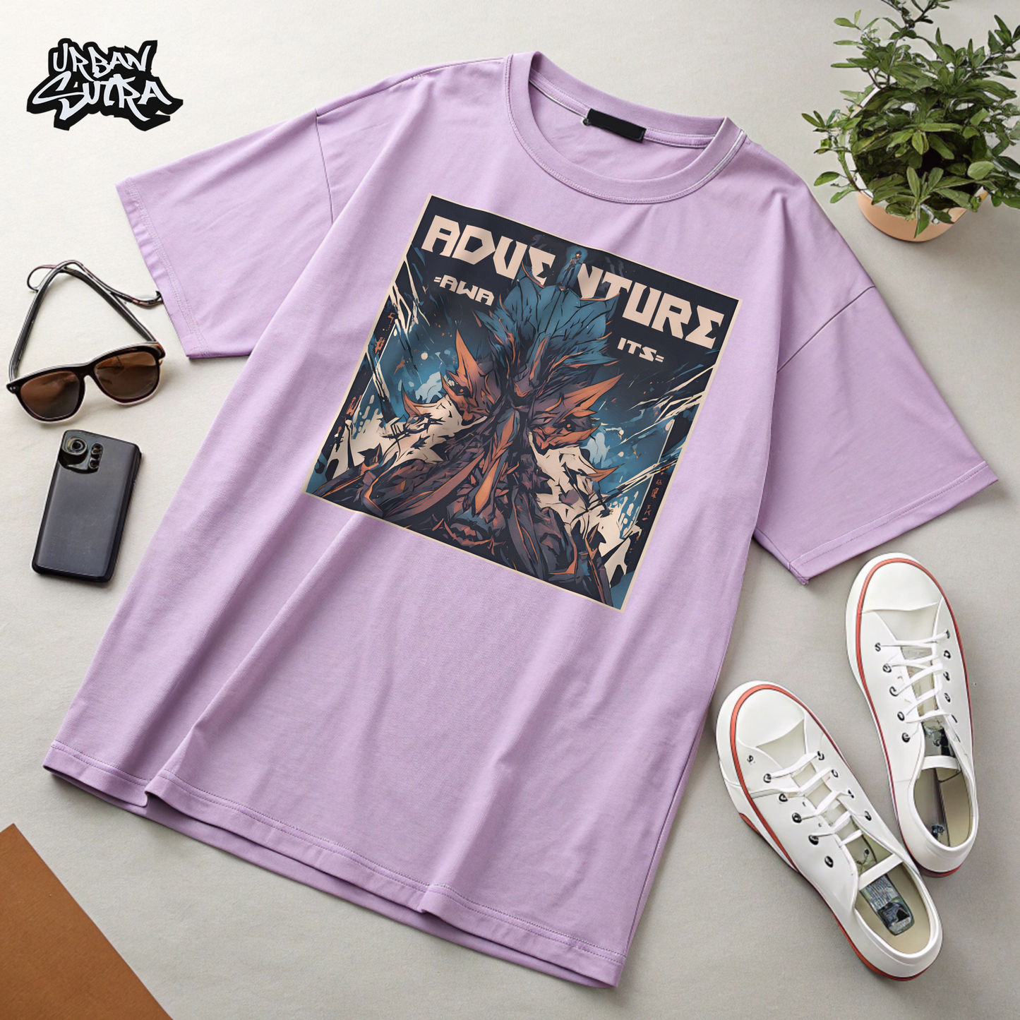"Adventure Awaits" Men's Oversized Tee