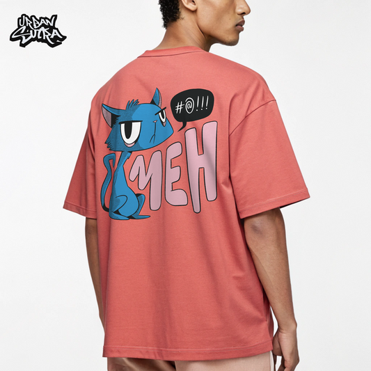 "Meh! Cat" Men's Oversized Tee