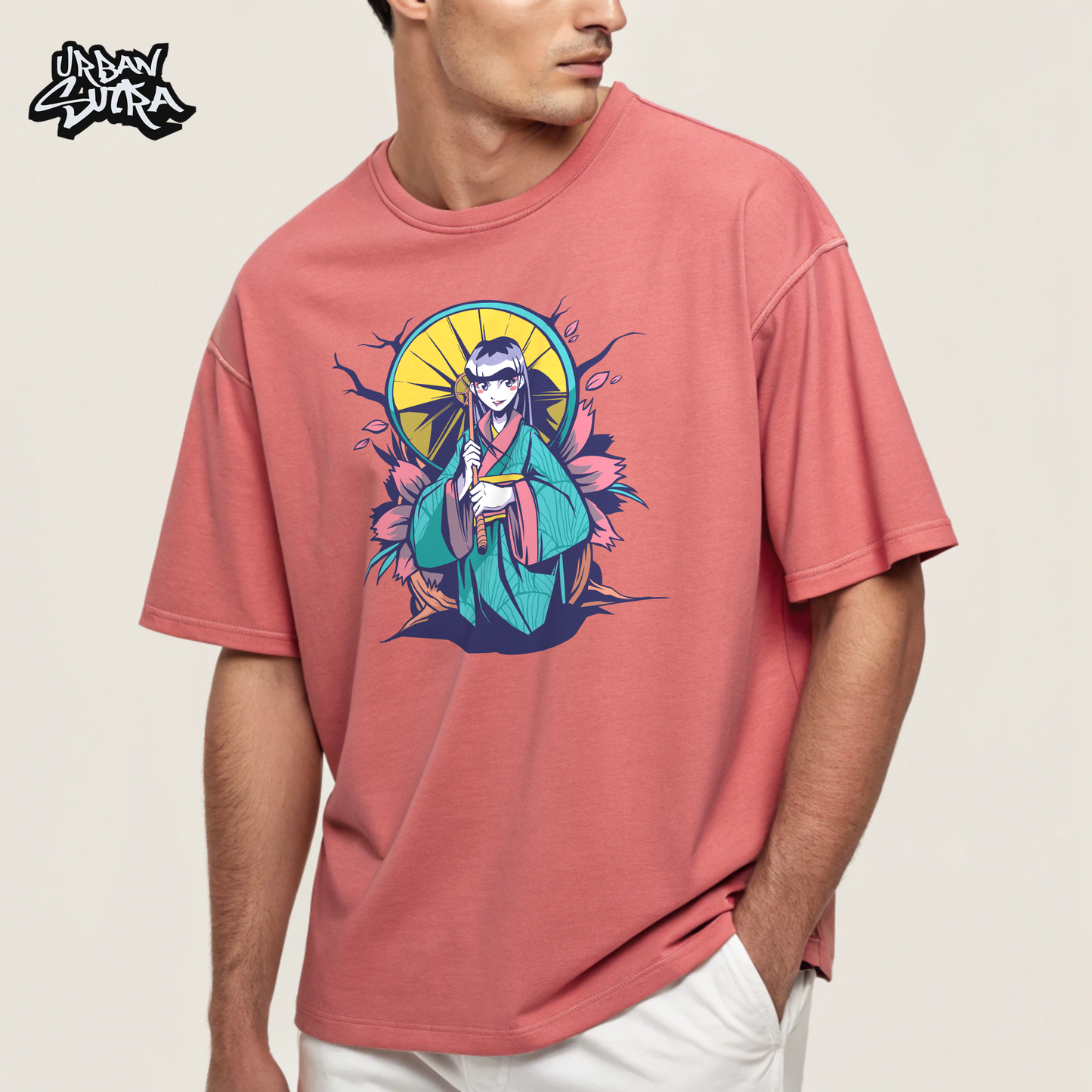 "Yukata No Kanojo" Men's Oversized Tee